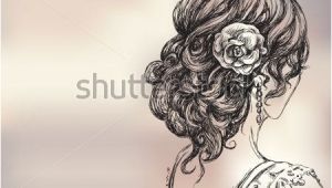 Wedding Hairstyles Drawing Stock Vector Vector Drawing Of A Beautiful Girl Bridal Hairstyle