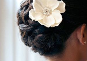 Wedding Hairstyles Etsy Petite Ivory Flower with Rhinestone and Feathers Ivory Hair Flower