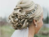 Wedding Hairstyles for Long Hair Up with Veil Wedding Updo with Headband and Veil Underneath