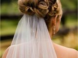 Wedding Hairstyles for Long Hair Up with Veil Wedding Updo with Veil Underneath Wedding Hair