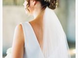 Wedding Hairstyles Short Hair with Veil Wedding Hair Style Low Bun Veil Underneath Clip Side Ringlets