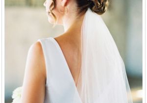 Wedding Hairstyles Short Hair with Veil Wedding Hair Style Low Bun Veil Underneath Clip Side Ringlets