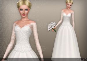 Wedding Hairstyles Sims 4 Wedding Dress Presented In 1 Variant Lace top with Deep Low Neck