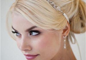 Wedding Hairstyles with Headpiece Bouffant Fancy formal Hair Simple Sparkly Headband Dark Eyed