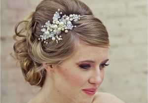 Wedding Hairstyles with Pearls Updo Hairstyle Flowers Pearls Wedding Headb