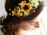 Wedding Hairstyles with Sunflowers Sunflower Hair Wreath Wedding Headpiece Yellow Flower Crown