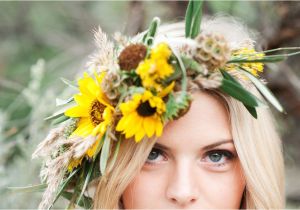 Wedding Hairstyles with Sunflowers Sunflower Inspired Wedding Halo Crown Utah Wedding Flowers Calie