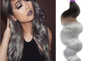 Wet N Curly Hairstyles Grey Wet and Wavy Virgin Brazilian Ombre Hair Extensions Gray